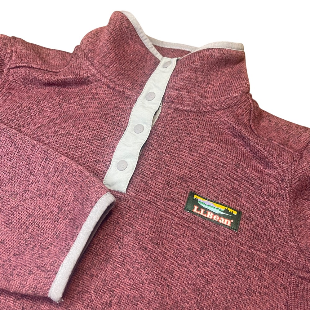 L.L. Bean Women's Pullover Sweater XS Petite Burgundy Heathered Fleece